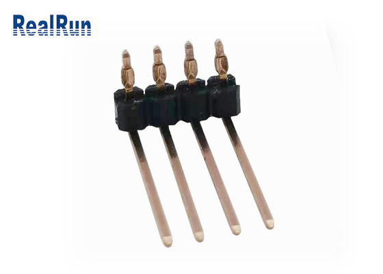 Соединитель PCB THT пригонки прессы загиба UL94V-0 заголовка 90° Pin строки PA6T 4P одиночный