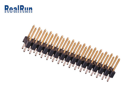 Латунная строка двойника UL94V-0 соединителя 2.54mm заголовка прямого Pin PA6T 180°