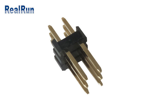 тангажа латуни 2.54mm черноты PA6T заголовка Pin ПОГРУЖЕНИЯ 3.0A 6P прямое мужского двойное