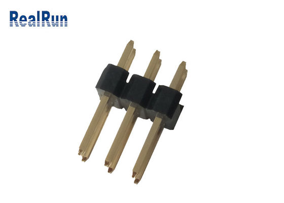 тангажа латуни 2.54mm черноты PA6T заголовка Pin ПОГРУЖЕНИЯ 3.0A 6P прямое мужского двойное