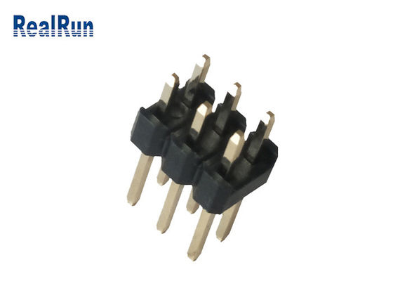 тангажа латуни 2.54mm черноты PA6T заголовка Pin ПОГРУЖЕНИЯ 3.0A 6P прямое мужского двойное