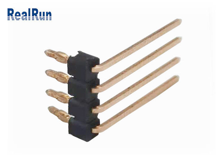 Соединитель PCB THT пригонки прессы загиба UL94V-0 заголовка 90° Pin строки PA6T 4P одиночный